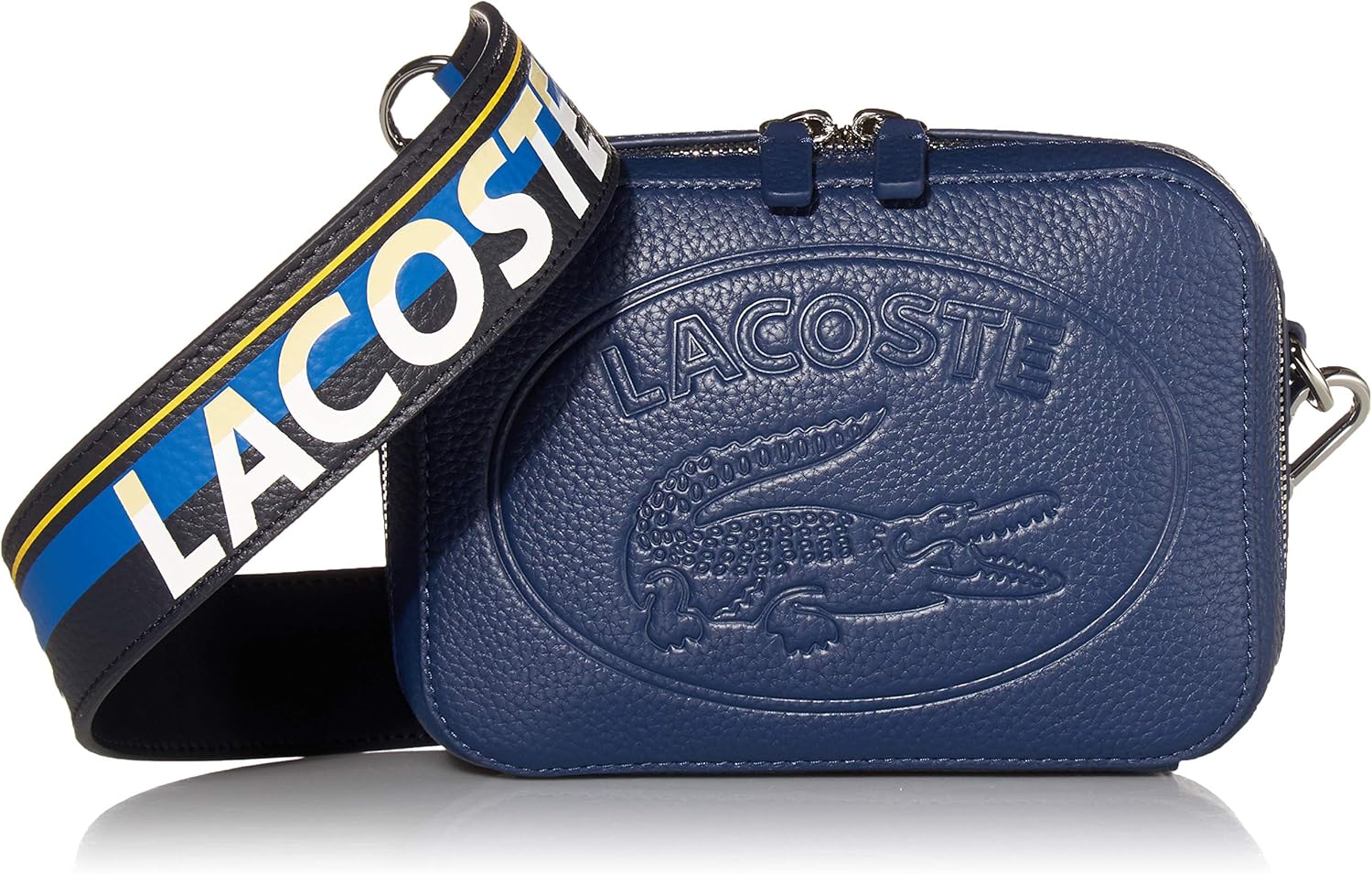 Lacoste Womens Croco Crew Novelty Strap Crossbody Bag, Sphere Marine