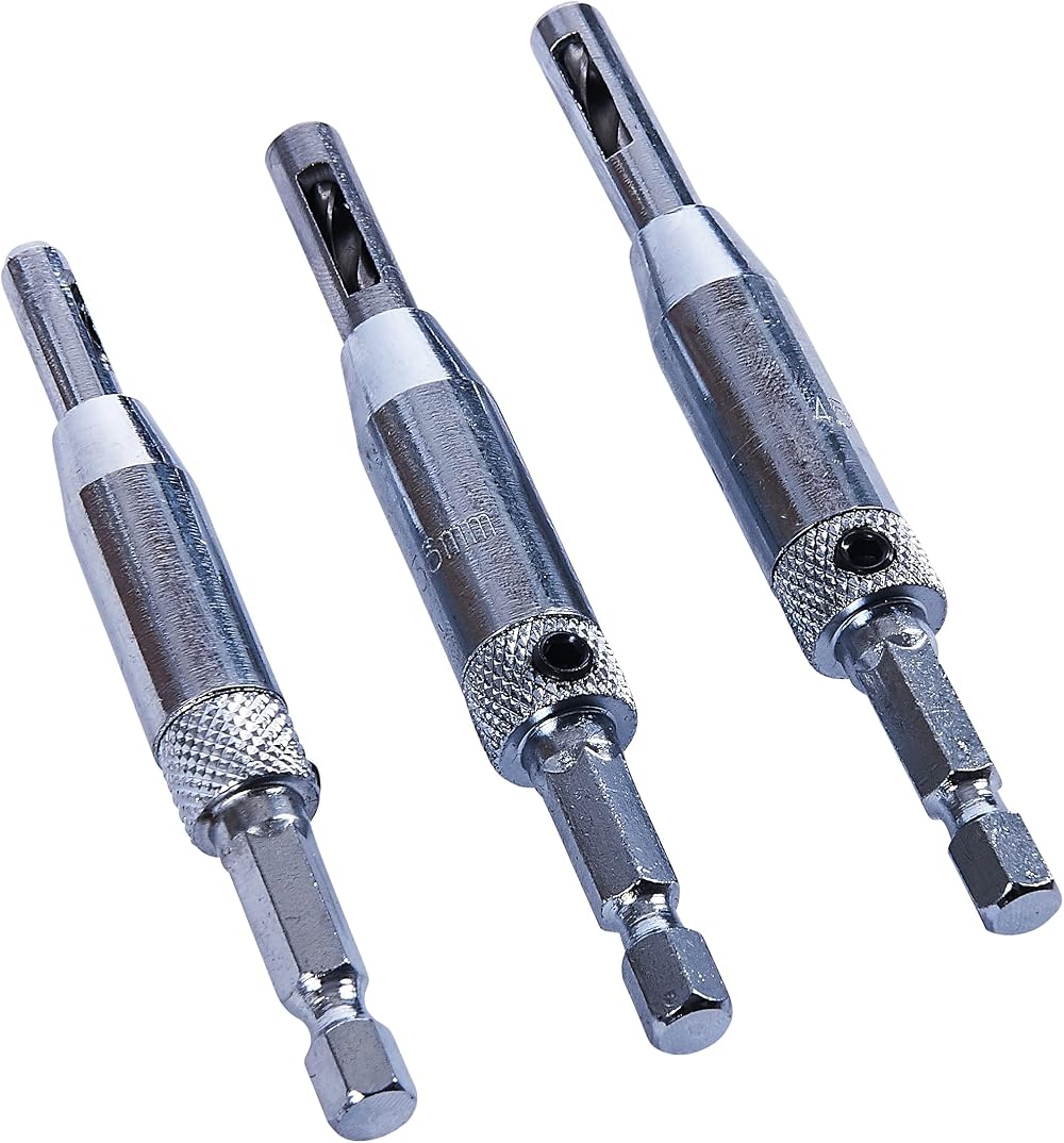 Amtech 3 Piece Hinge Drill Bit Set HSS Hex Shank 7/64" 9/64" 11/64"