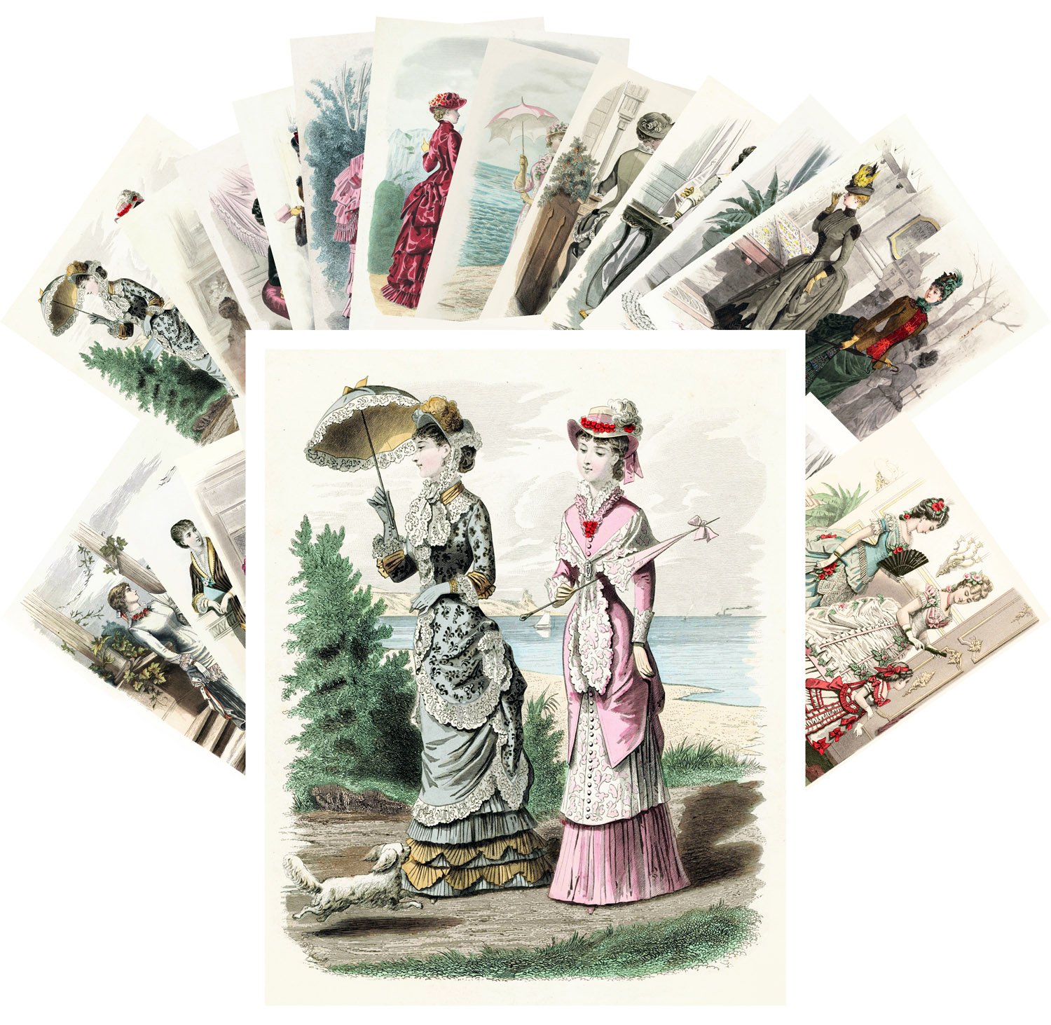 Postcard Set 24pcs Victorian Fashion Vintage Vogue Magazine Illustration
