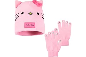 Hello Kitty Sanrio Winter Accessories for Girls, One Size Warm Winter Gloves Beanie Hat & Scarf 2 or 3 Pcs Set, Girls Gifts