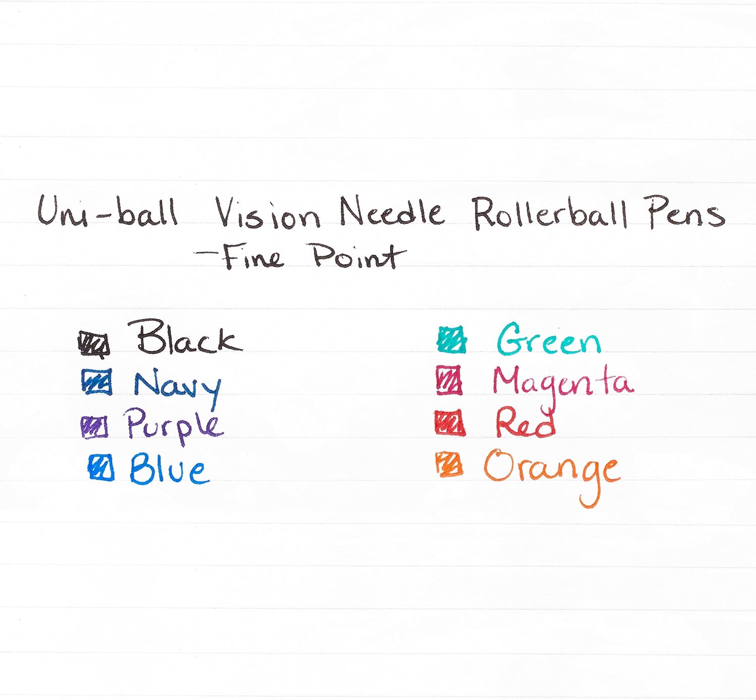 uni-ball Vision Needle Rollerball Pens, Fine Point (0.7mm), Assorted Colors, 8 Count - 1734916: Office Products