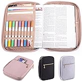 APLUFINE Quilted Bible Cover for Women, Zippered Organizer Bag with Sleeve for Study Supplies, Accessories & Journals, Church Carrying Gift for Girls, Book Carrying Case