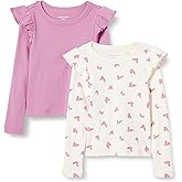 Amazon Essentials Girls and Toddlers' Long Sleeve Ruffle T-Shirt
