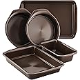 Circulon Nonstick Bakeware Set with Nonstick Cookie Sheet, Bread Pan, Bakings Pan and Cake Pans - 5 Piece, Chocolate Brown