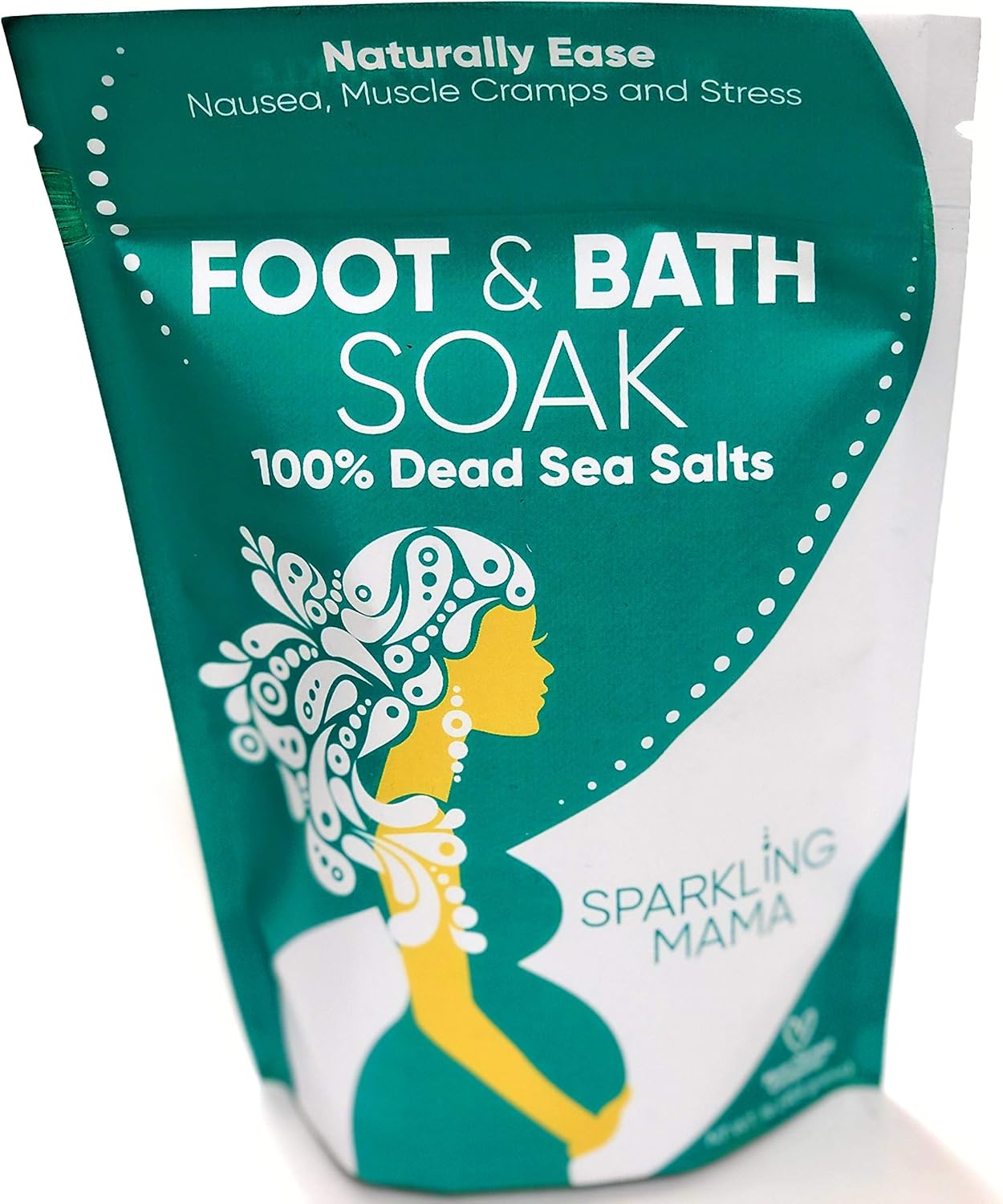 Sparkling Mama: All Natural Pure Dead Sea Salt Pregnancy Foot Soak & Bath Salts | Dr. Approved, Mom Created. (Calming Magnesium helps alleviate stress, aches, pains, nausea & morning sickness), 1lb Resealable: Health & Personal Care