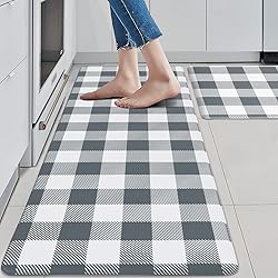 MAYHMYO Kitchen Mat 2 PCS Grey and White Kitchen