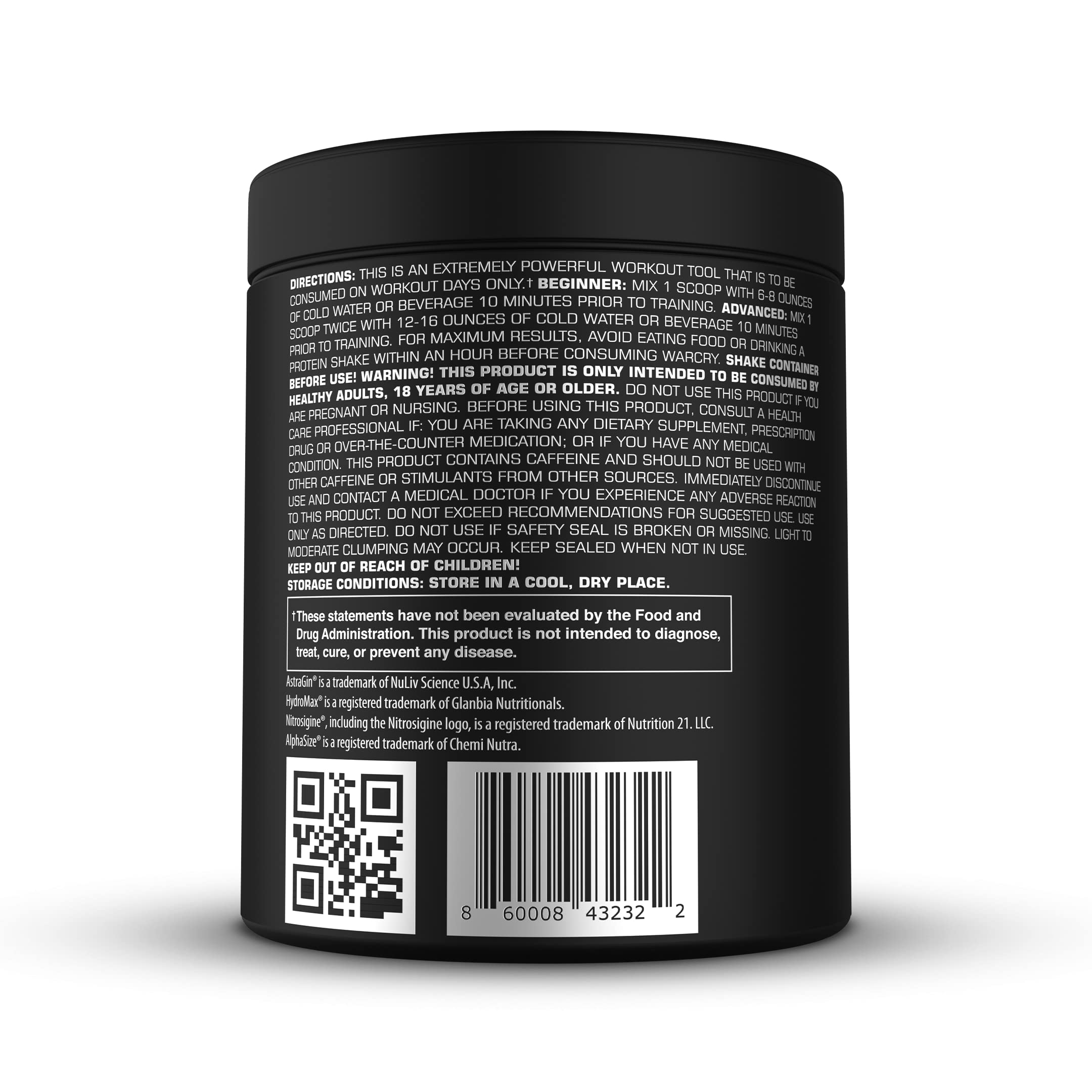 WARCRY Pre-Workout - Ultra Energy, Strength, Clear Focus & Pumps with Nitrosigine, Caffeine, Beta-Alanine - Blue Raspberry Flavor, 30 Servings