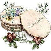 ZOCONE 4 Pcs Large Wood Slices 11-13 Inches Unfinished Rounds, Natural Paulownia Wooden Slices for Centerpieces, Round Wooden Discs Decoration with Bark, Wood Circles for Centerpieces for Painting