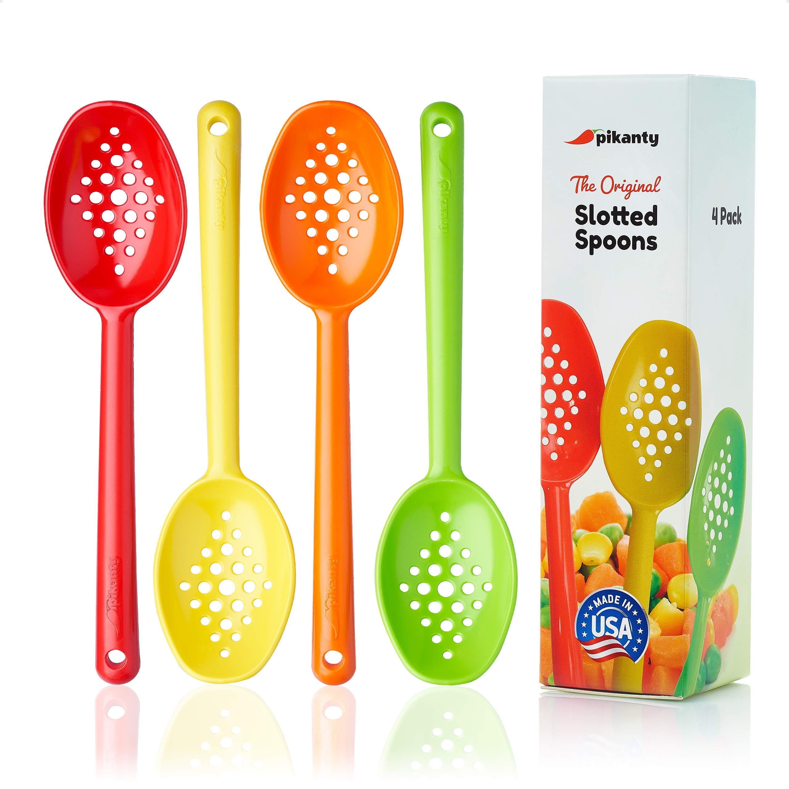 Pikanty - Small 7-Inch Slotted Serving Spoons (Pack of 4) - Perfect for Olives, Pickles & Condiments | Sturdy & Versatile | Made in USA — image 1