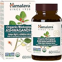 Himalaya Organic Ashwagandha, 60 Caplets, 2 Month Supply, USDA Certified Organic, Non-GMO, Gluten Free Supplement, 100% Ashwa