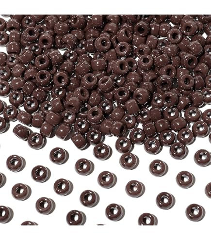 500 Pcs Pony Beads - 9x6mm Opaque Brown Plastic Craft Beads For Jewelry Making