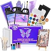 HeyClear Epoxy Resin Picture Frame Silicone Mold Kit -34 oz Super Clear and Hard Resina Complete Craft Accessories and Supplies Set for Casting Art, DIY Photo Gifts