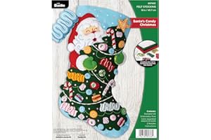 Bucilla, Santa's Candy Christmas, Perfect for DIY Arts and Crafts Felt Applique 18" Stocking Making Kit