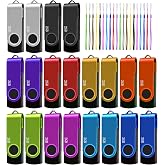 2GB 20 Pack USB Flash Drive Bulk Nicepicten Zip Drive USB 2.0 Thumb Drive | Swivel USB Memory Stick Jump Drives Multipack Pendrive with Lanyard for Storage Backup ( Colorful 2GB 20PCS)