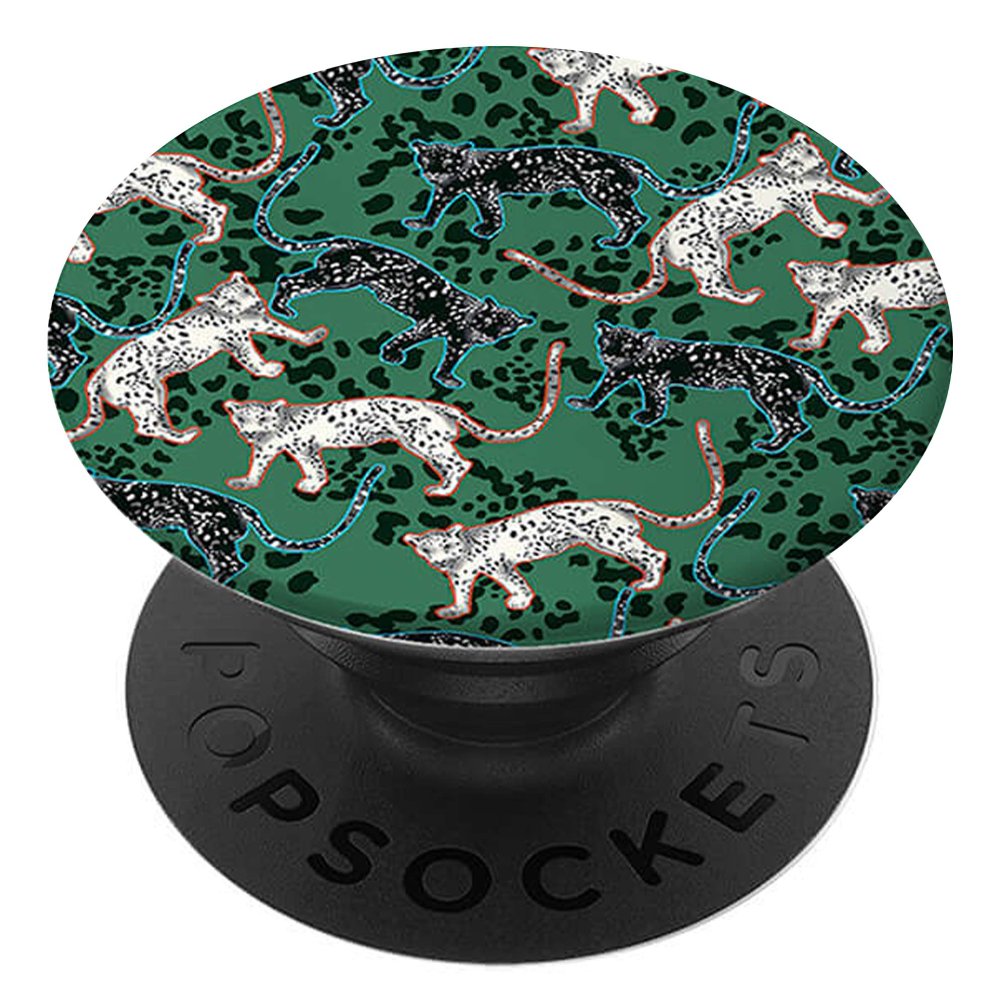 RICHMOND & FINCH PopSocket PopGrip, Universal Expanding Mobile Phone Stand and Grip for Phones and Tablets, Includes Swappable Top, Green Leopard - Green