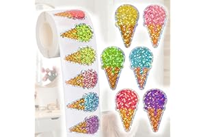 500 Pcs Summer Ice Cream Stickers Waterproof Self-Adhesive Laser Cone Decals for Gift Envelopes Bottles Journals Birthday
