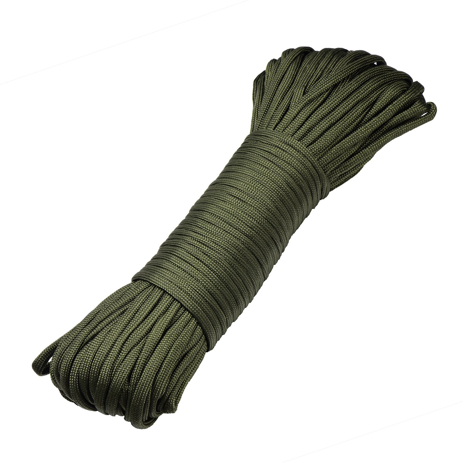 DonDon 98 ft - 30 m nylon cord Paracord survival DIY rope cord for outdoor camping activities 0.6 inch - 4 mm - 7 strands olive