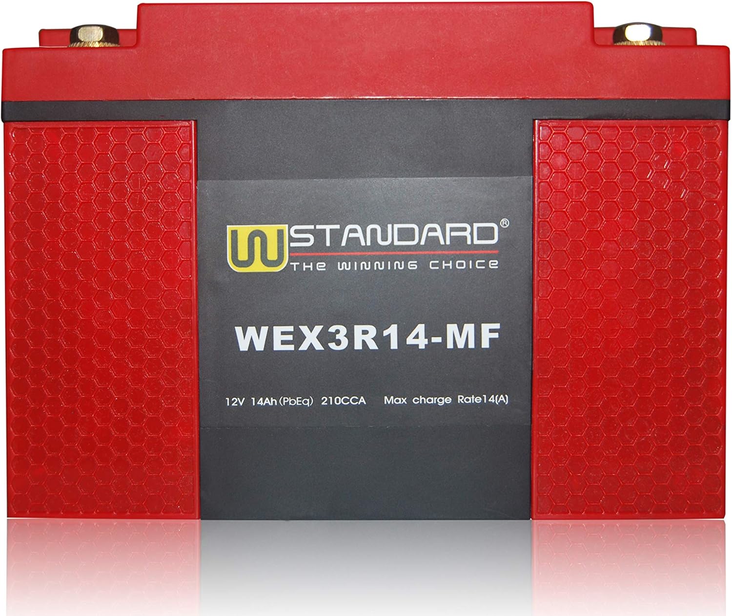 Wstandard Motorcycle Lithium Iron Starter Battery 12V, 210 CCA, No Spills, Fully Charged and Activated Ready to Use (WEX3R14-MF)