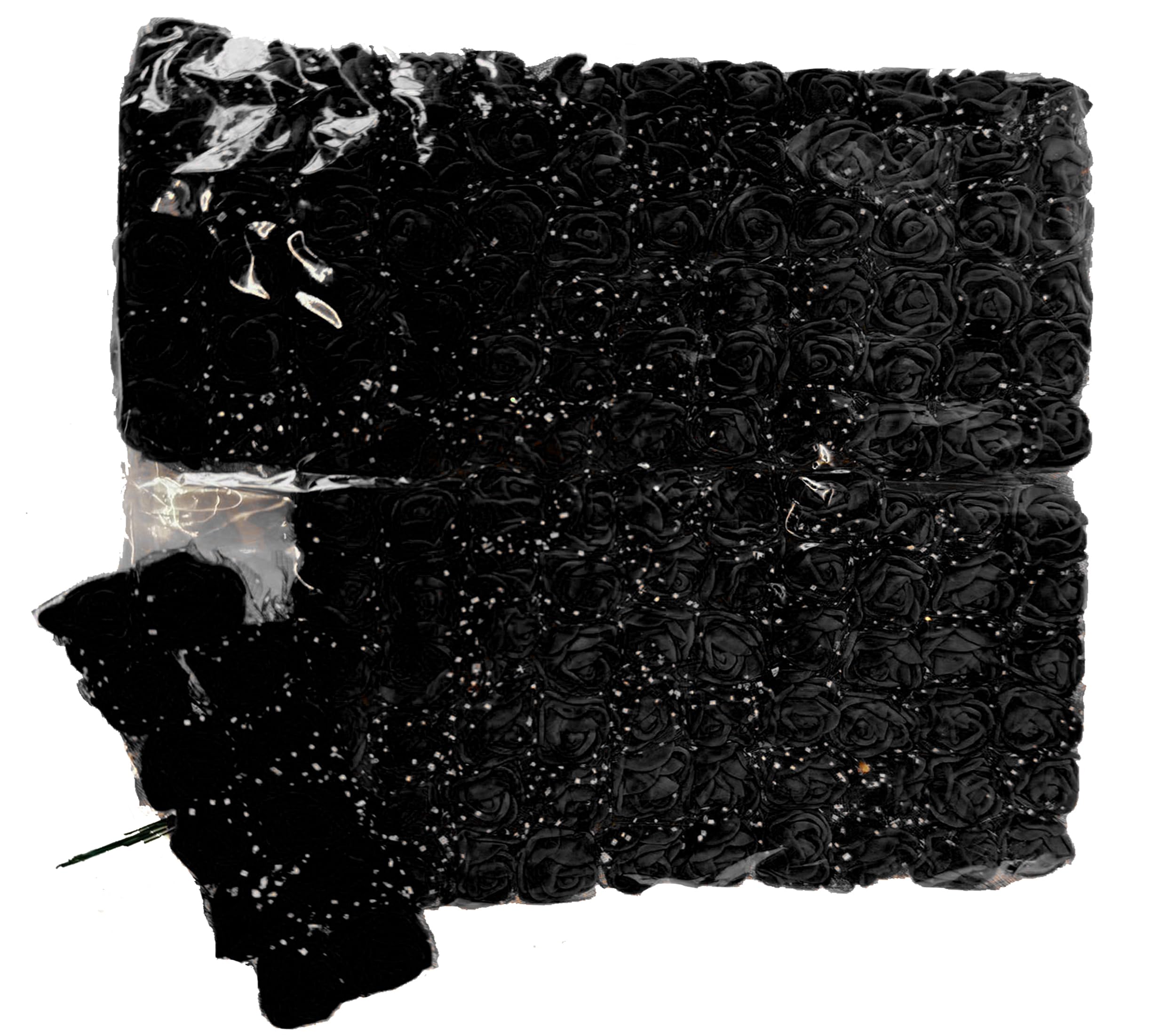 creative balloons Black Foam Roses with Stem Lace Edge 144 Pcs Fake Flowers Artificial Roses for Decoration DIY Crafts Rose Bouquet Flower Buds Wedding Party Foam Rose Garland Pack of 1
