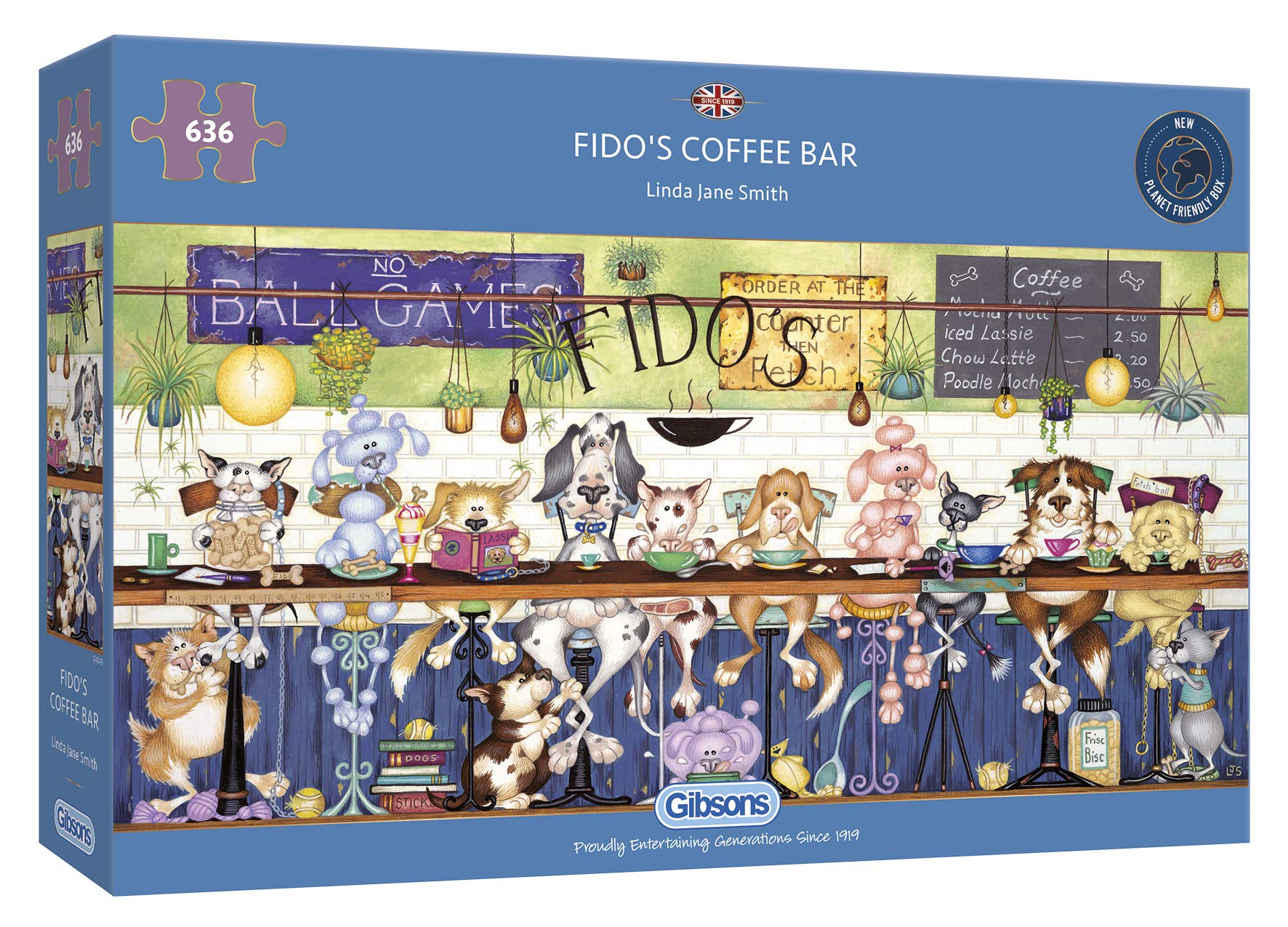 Fido's Coffee Bar 636 Piece Jigsaw Puzzle | Sustainable Puzzle for Adults | Premium 100% Recycled Board | Great Gift for Adults | Gibsons Games