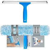 MR.SIGA Professional Window Squeegee &amp; Microfiber Window Scrubber, 14 inch | 2 in 1 squeegee window cleaner tool