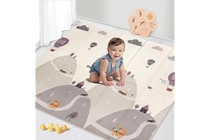 IEATFO Foldable Playmat Baby Play Mat 79" x 71" Large Reversible Waterproof XPE Crawling Mat for Kid Anti-Slip Portable Floor Mat with Travel Bag Play & Tummy Time Crawling Mat for Indoor Outdoor Use