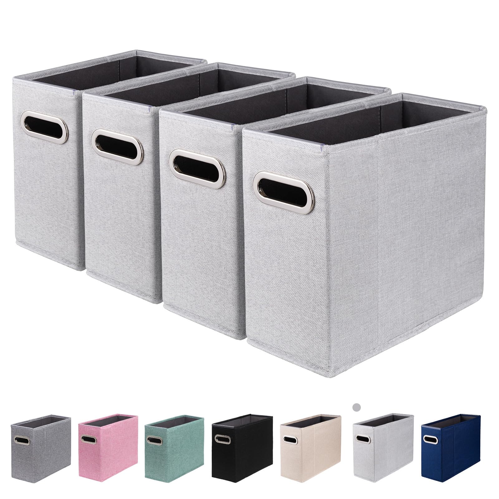 Photo 1 of ComfortKeeper 4 Packs Letter Size File Organizer, File Folders Organizer, Fabric Storage Box, Collapsible Paper Organizer with Metal Handle, Smooth PVC Rails, Only Box (Light Gray)