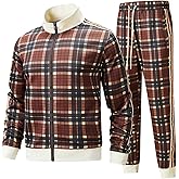 W JIANWANG Plaid Track Suits for Men Set Jogging Tracksuit Mens Sweatsuits Sport Jogger Sweat Suits Sports Clothes Outfits