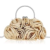 SilTriangle Women Evening Clutch, Small Floral Satin Purse with Detachable Strap for Valentine's Day Wedding Party Prom Gift