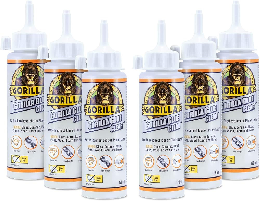 Gorilla Glue Clear 170ml Six Pack – All Purpose, Crystal Clear Bond