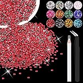 5000PCS 3mm Resin Rhinestones in Bulk (Red), Bedazzling Flatback Crystals for Crafts DIY Nail Decoration, Gems Charms for Tumbler Shoes Clothing Fabric with Pickup Pen and Tweezers