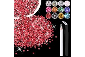 BELLEBOOST 5000PCS 3mm Resin Rhinestones in Bulk (Red), Bedazzling Flatback Crystals for Crafts DIY Nail Decoration, Gems Charms for Tumbler Shoes Clothing Fabric with Pickup Pen and Tweezers
