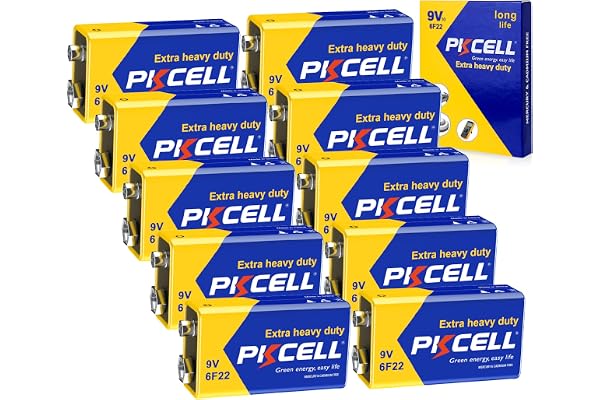 PKCELL 9V Batteries10 Pack, 9 Volt Batteries for Smoke Detector Alarms