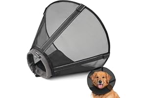 JOYPIG Dog Cone Collar to Stop Licking,Soft Mesh Recovery Collar After Surgery for Large Medium Small Dogs, Alternative to Elizabeth Cone of Shame (1,Navy Black)