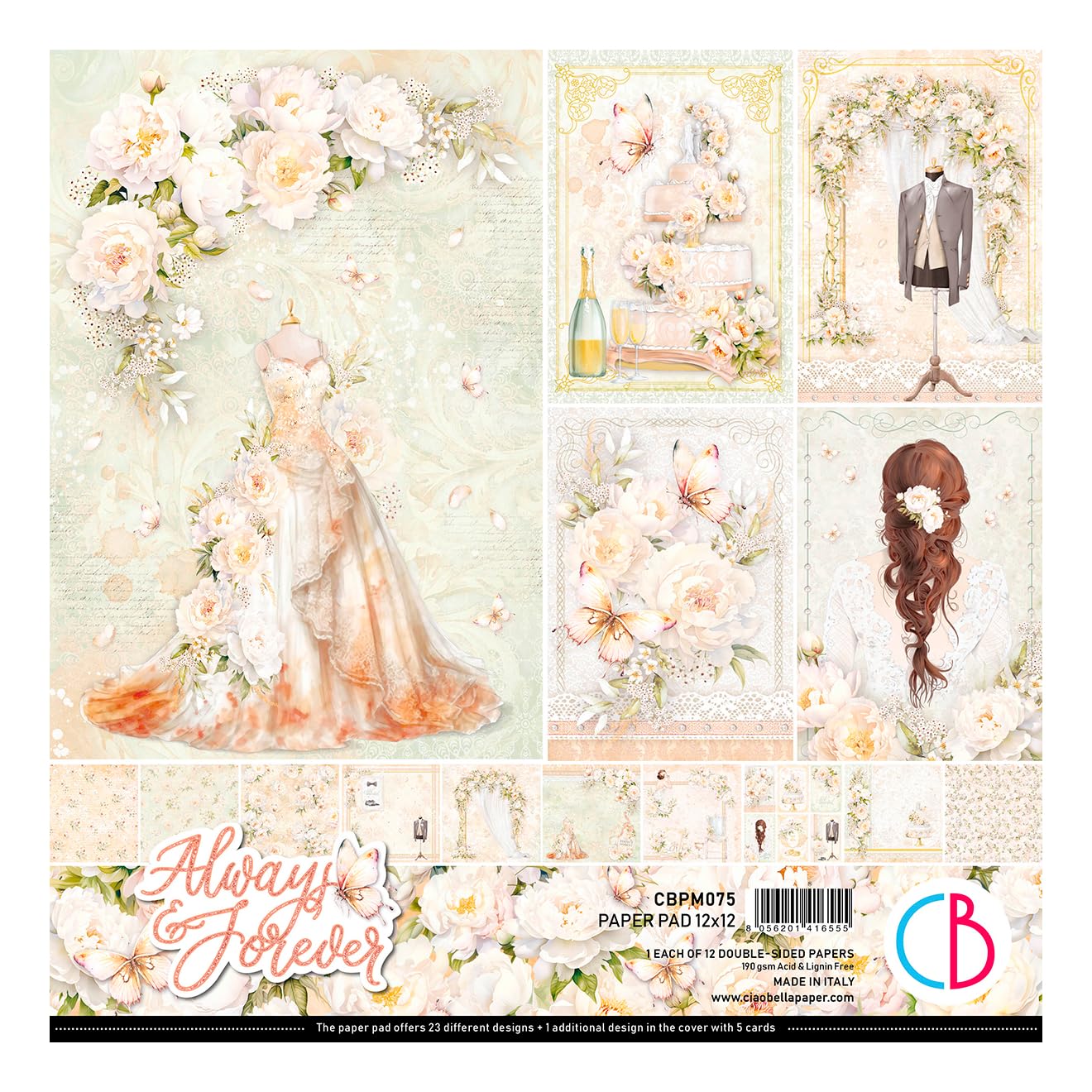 Ciao Bella Always & Forever Paper Pad Collection 30.5x30.5cm 12 Sheets