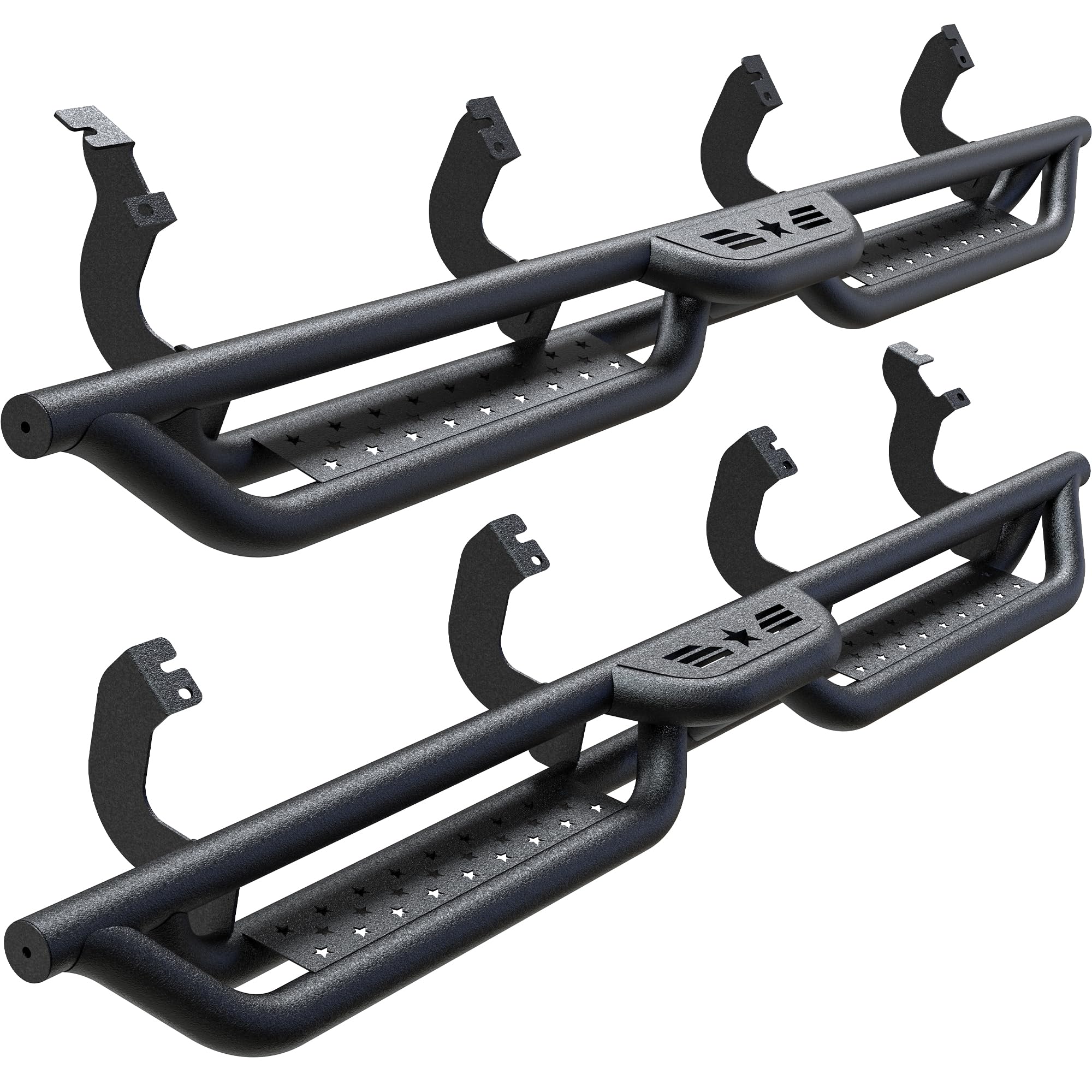 Photo 1 of ***FINAL SALE*** Running Boards Compatible with 2022-2026 Toyota Tundra Crewmax cab 4 Full Size Doors, 6" 2-Stairs Side Step Rails Coated Black Carbon Steel Nerf Bars