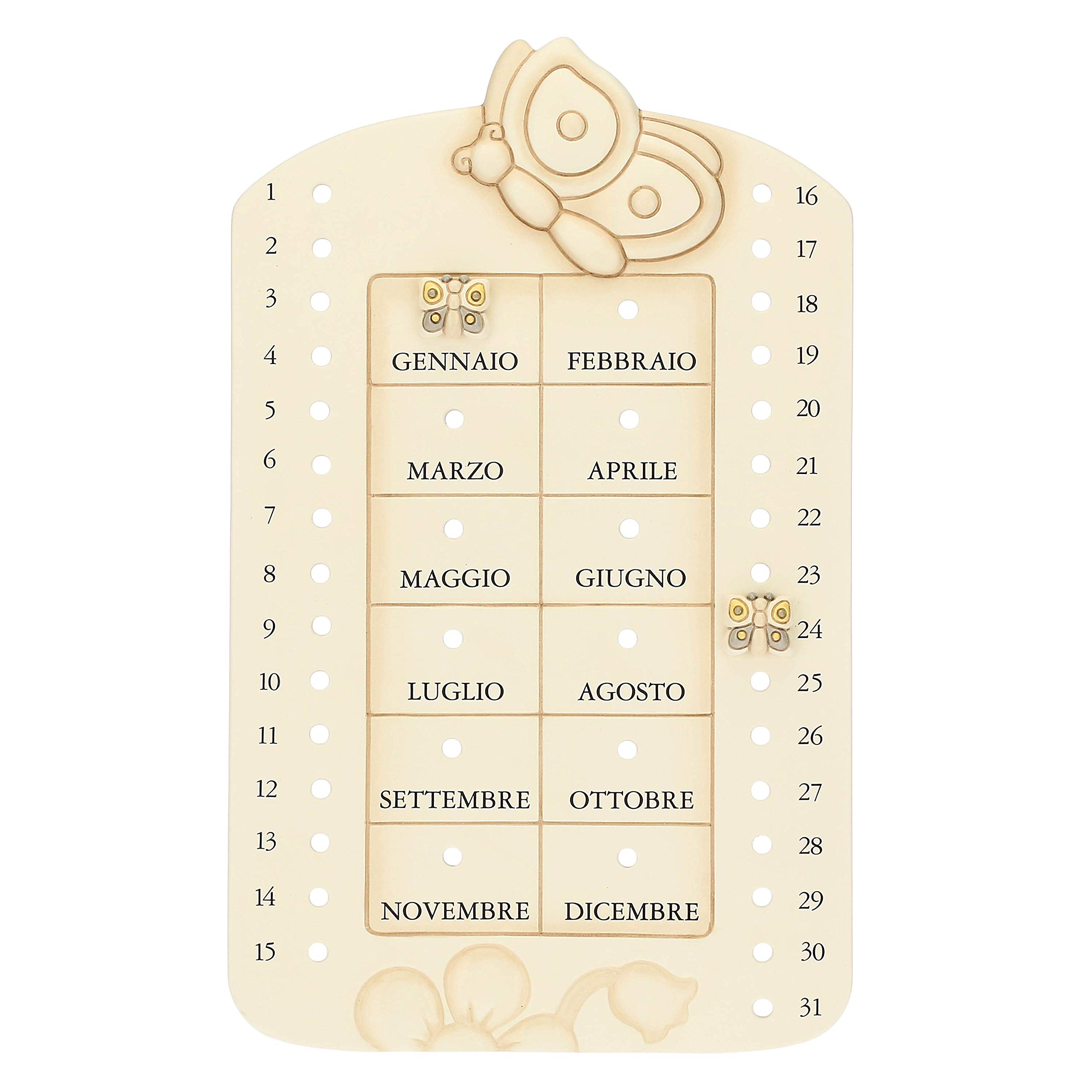THUN - Perpetual Wall Calendar - Home Decor - Elegance Line - Ceramic - 20 x 32,6 x 1,5 h cm