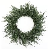 Zeyune 24 Real Touch Christmas Cedar Wreath for Front Door Extra-Full Large Artificial Green Pine Wreath Faux Pine Green Wreaths for Xmas Home Indoor Outdoor Wall Window Farmhouse Fireplace Decor
