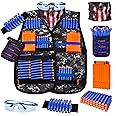 Kids Tactical Vest Kit for Nerf Guns Series with Refill Darts,Dart Pouch, Reload Clips, Tactical Mask, Wrist Band and Protect