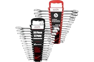 EACELIY 30PCS Combination Wrench Set,Combo Wrench Sets,12 Point, Metric & SAE,8-22mm,1/4-1",CR-V Steel