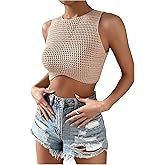 GORGLITTER Women's Crochet Crop Tank Top Hollow Out Sleeveless Fashion Trendy Knit Copped Vest Tops