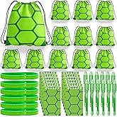 WLBBLQDIE Green Turtles Party Favors, Ninja Theme Birthday Party Supplies & Goodie Bags for Kids, Include Drawstring Bags Notebook Silicone Bracelet Highlighter for Gifts Fillers
