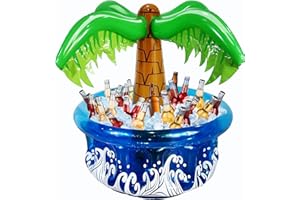 RITOLLO 33.5" Inflatable Palm Tree Cooler, Pool Party Decorations, Summer Luau Party Supplies, Hawaiian Tropical Beach Themed Decorations, Blow Up Birthday Drink Cooler