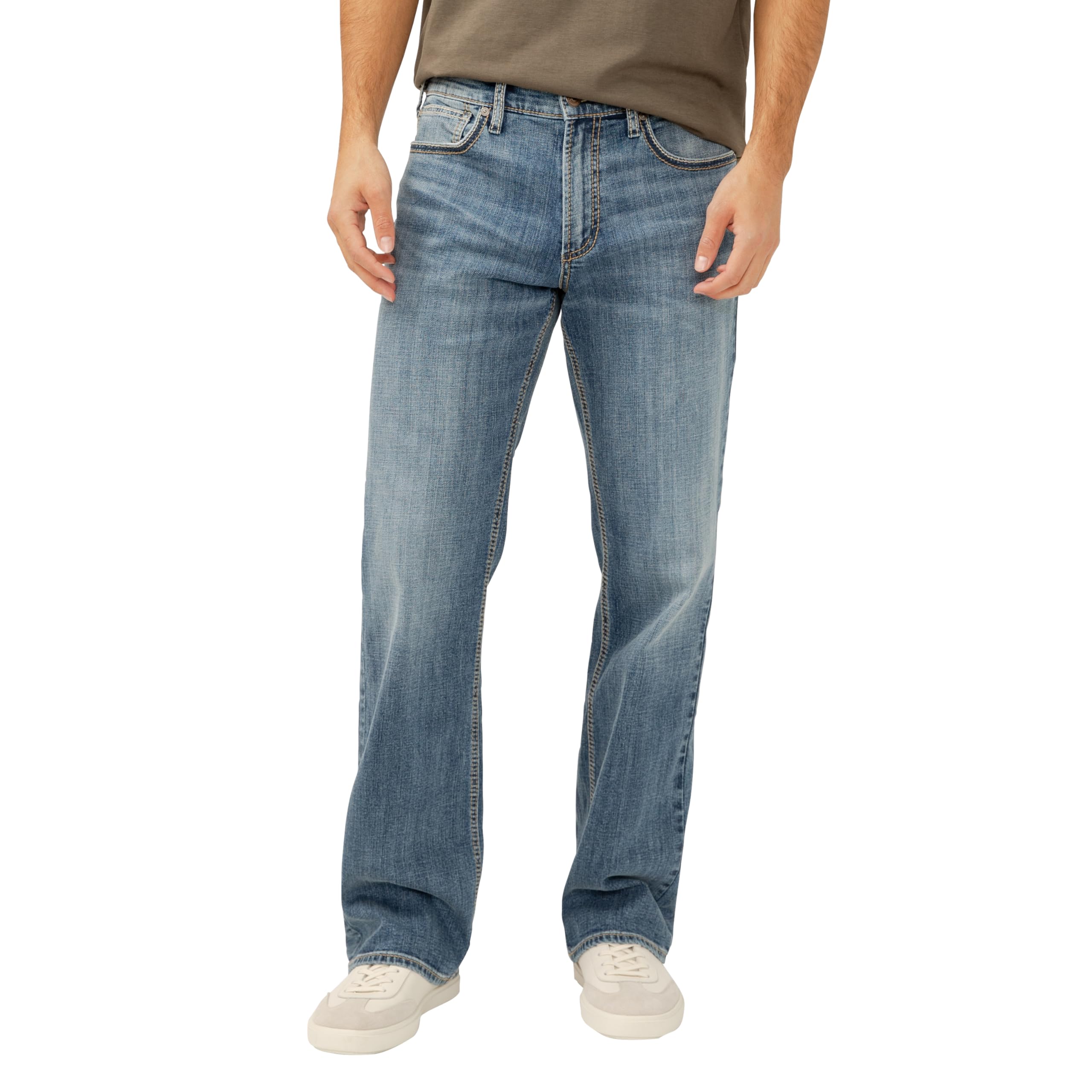 Silver Jeans Co. Men's Zac Relaxed Fit Straight Leg Jeans, New Wave, 31W x 34L Image