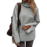 ATHMILE Fall Fashion Sweaters for Women Turtleneck Long Sleeve Casual Loose Knit Pullover Tops Winter Clothes 2025