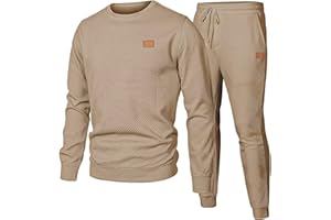 Dokotoo Men Men's 2 Piece Sweatsuits Outfits Casual Crewneck Jacquard Sweatshirt Joggers Sweatpants Set Tracksuit