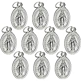 Needzo Mini Miraculous Medals, Bulk Catholic Devotional Pendants for Retreat Giveaways, ¾ Inch (Pack of 10)