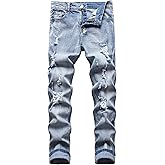 JUNBAOSS Men's Slim Fit Stretch Jeans Ripped Skinny Jeans for Men, Distressed Straight Leg Fashion Comfort Flex Waist Pants