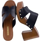 CUSHIONAIRE Markie Chunky Block Heel Sandals for Women with Faux Wood Heel and Memory Foam