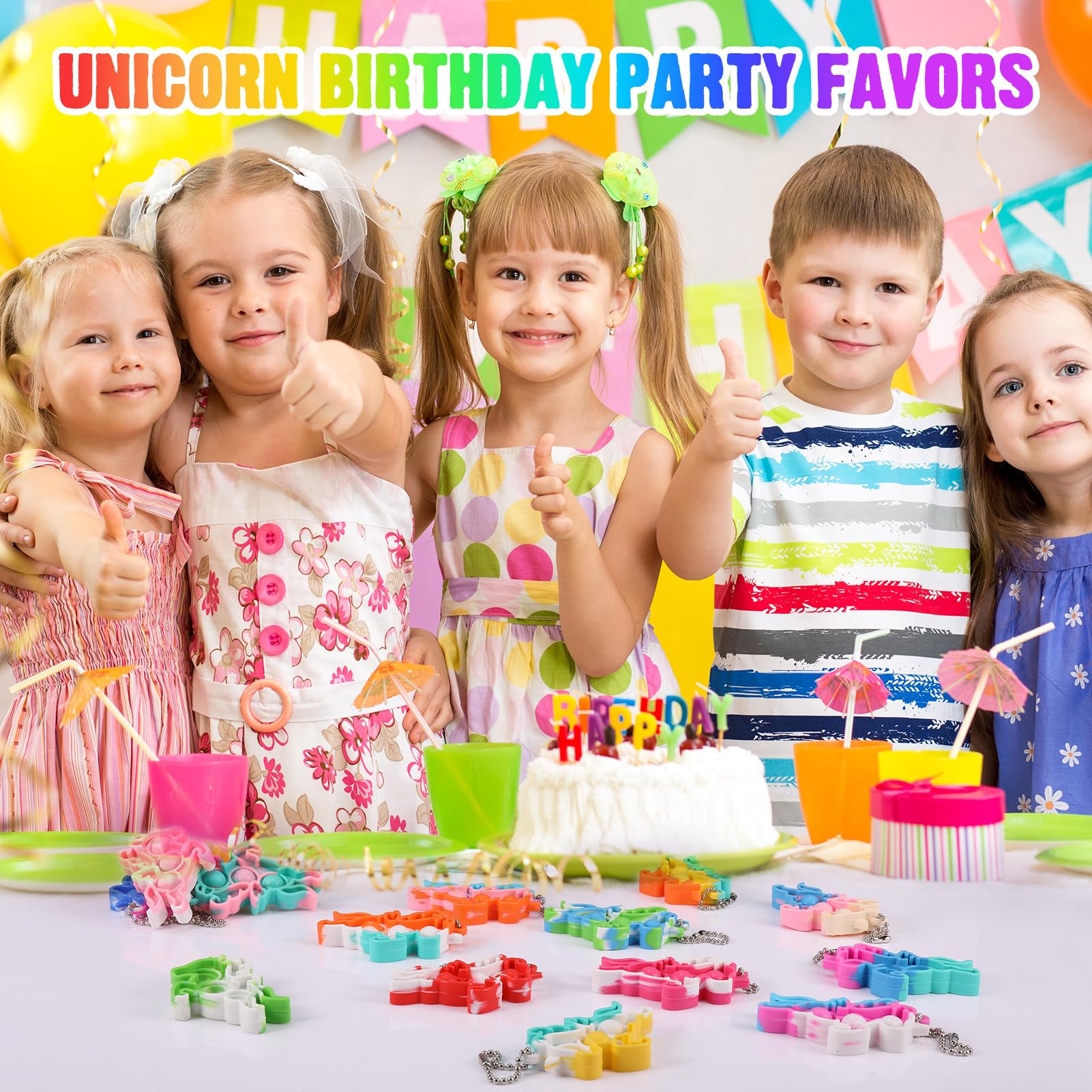 Unicorn Party Favors for Kids Goodie Bags Stuffers Pop Fidget Toys Bulk Its,32 Pack Unicorn Toys Pinata Stuffers Birthday Party Favors 4-8,8-12 Bubbles Small Kids Mini Classroom Prizes Pop keychain It
